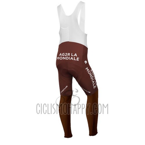 Ag2rla Cycling Jersey Bib Tight 2015 Long Sleeve Marron